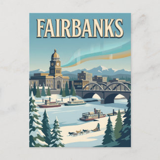 Fairbanks Alaska Noorderlicht Vintage Poster Briefkaart