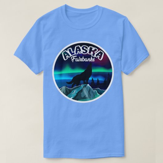 Fairbanks Alaska Northern Lights Wolf TShirt (Design voorkant)