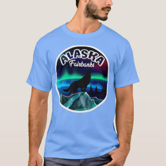 Fairbanks Alaska Northern Lights Wolf TShirt