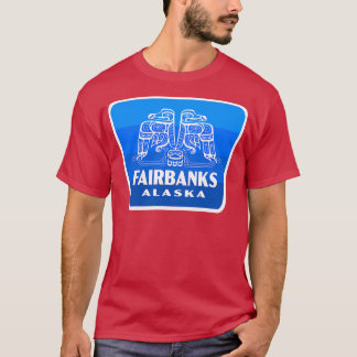 Fairbanks Alaska Retro Bird Badge Blauw T-shirt