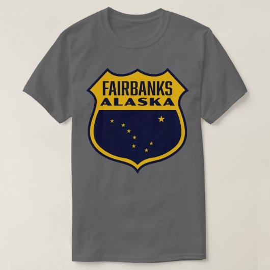 Fairbanks Alaska Retro Shield Geel T-shirt (Design voorkant)