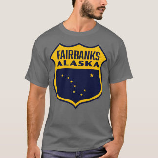 Fairbanks Alaska Retro Shield Geel T-shirt