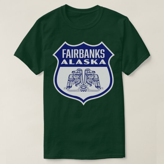 Fairbanks Alaska Retro Vogelschild Blauw T-shirt (Design voorkant)