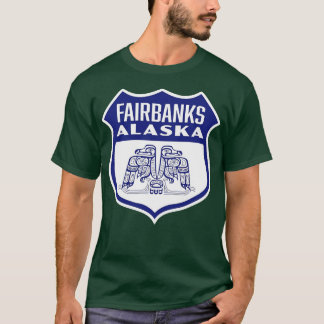 Fairbanks Alaska Retro Vogelschild Blauw T-shirt