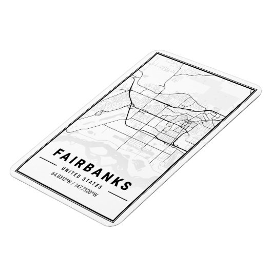 Fairbanks Alaska USA City Travel City Map Magneet (Linkerzijde)
