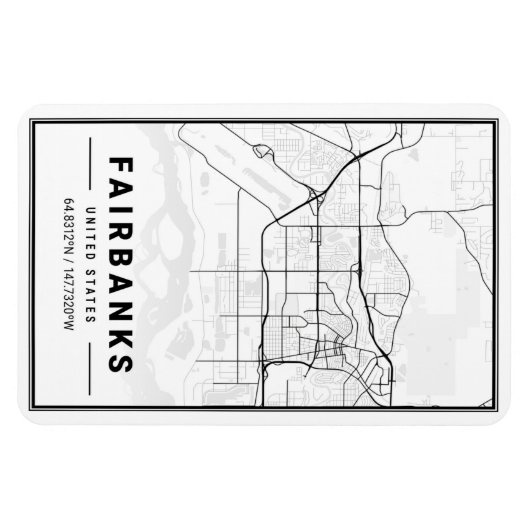 Fairbanks Alaska USA City Travel City Map Magneet (Horizontaal)