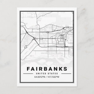 Fairbanks Alaska USA Travel City Map Briefkaart