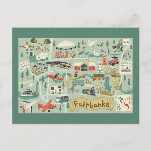 Fairbanks kaart Briefkaart (Voorkant)