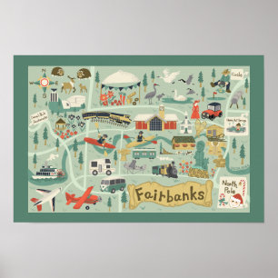 Fairbanks Kaart Poster
