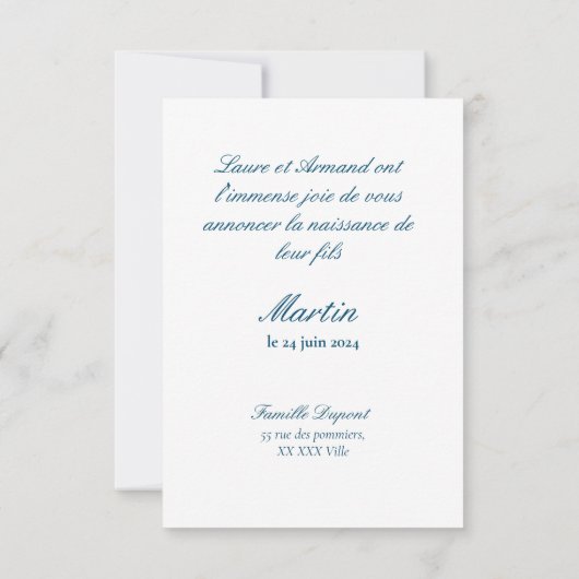 Faire-deel naissance - Classique 1 foto Kaart (Achterkant)