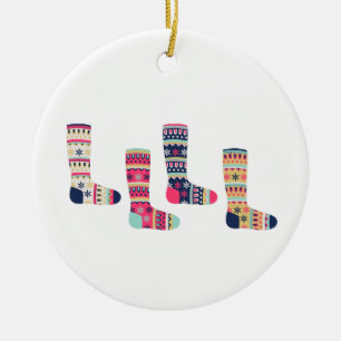 Faire Isle Socks Keramisch Ornament