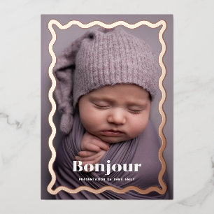 Faire part de naissance fantaisiste en or roos folie uitnodiging