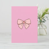 faire part fille noeud papillons rose pastel  kaart (Staand voorkant)
