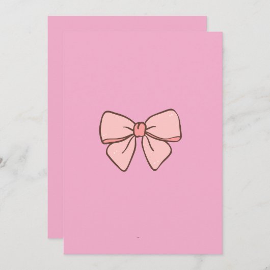 faire part fille noeud papillons rose pastel  kaart (Voorkant / Achterkant)