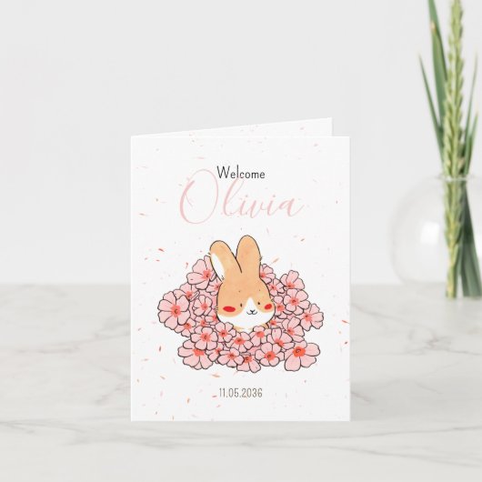Faire-part naissance lapin photo Florals Aankondiging (Voorkant)