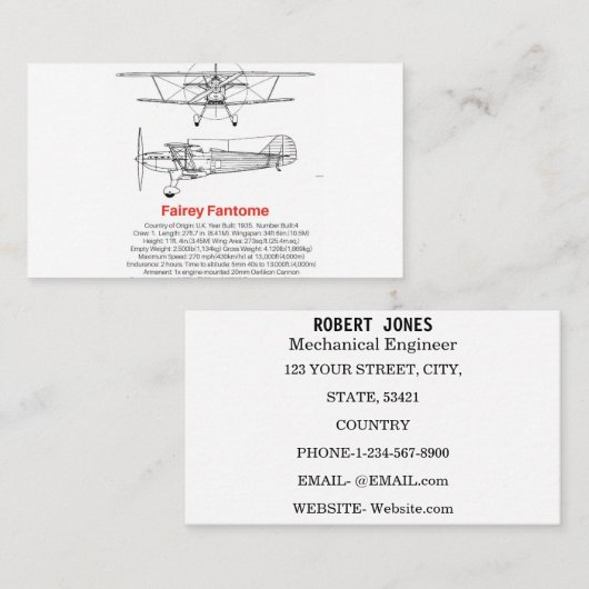 Fairey Fantome Visitekaartje (Voorkant / Achterkant)