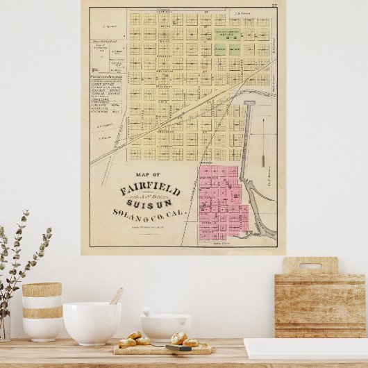 Fairfield CA Map (1878) Poster (Keuken)