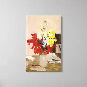 Fairfield Porter - ANEMONE AND DAFFODIL 1965 Canvas Afdruk