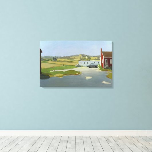 Fairfield Porter - LANG EILAND LANDSCHAP MET ROOD Canvas Afdruk (Insitu (Houten vloer))