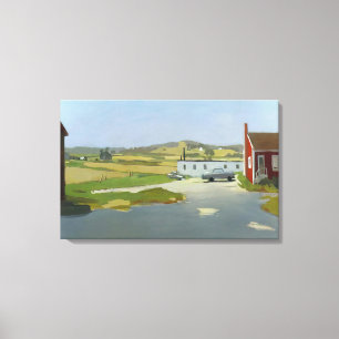Fairfield Porter - LANG EILAND LANDSCHAP MET ROOD Canvas Afdruk