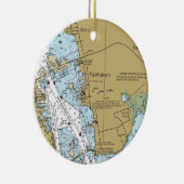 Fairhaven MA Nautical Chart Keramisch Ornament (Rechts)