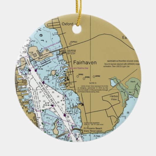 Fairhaven MA Nautical Chart Keramisch Ornament (Voorkant)