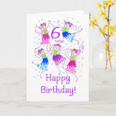 'Fairies' 6e Verjaardag Kaart (Gele Bloem)