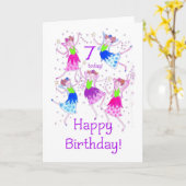 'Fairies' 7e Verjaardag Kaart (Gele Bloem)