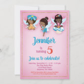 Fairies African American Birthday Invitation Kaart (Voorkant)