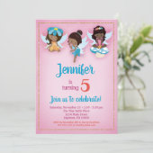 Fairies African American Birthday Invitation Kaart (Staand voorkant)