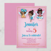 Fairies African American Birthday Invitation Kaart (Voorkant / Achterkant)
