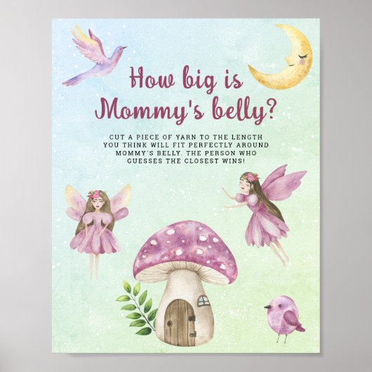 Fairies baby shower How big is mommy's belly game  Poster (Voorkant)