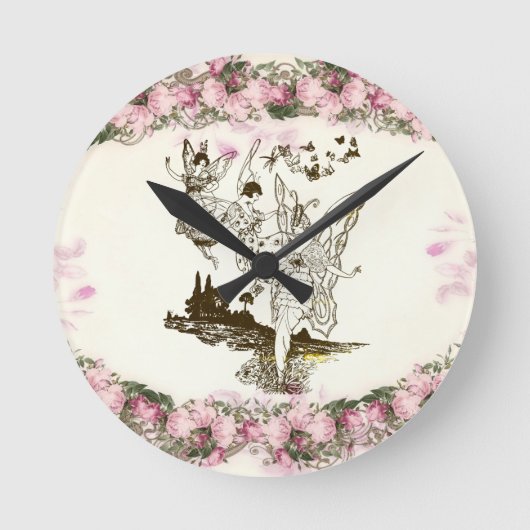 Fairies DansVintage Flowers    Ronde Klok (Voorkant)