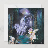 Fairies die spelen met unicorns Fantasy Flat Kaart (Voorkant)