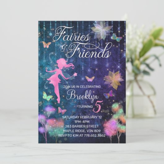 Fairies en Friends Birthday Invitation Kaart (Staand voorkant)