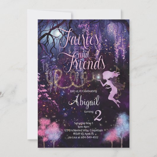 Fairies en Friends Birthday Invitation Kaart (Voorkant)