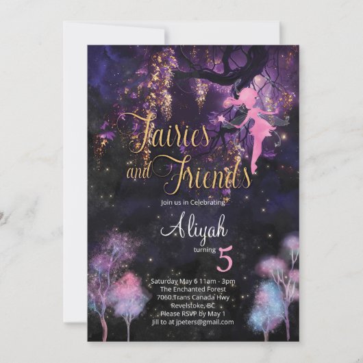 Fairies en Friends Birthday Invitation Kaart (Voorkant)