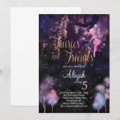 Fairies en Friends Birthday Invitation Kaart (Voorkant / Achterkant)