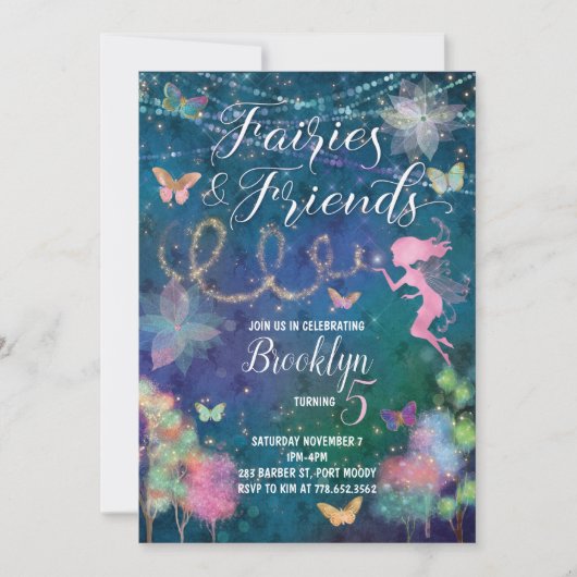 Fairies en Friends Birthday Invitation Kaart (Voorkant)