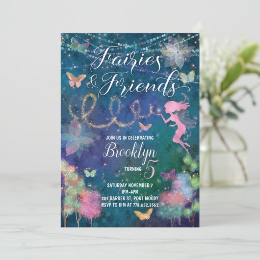 Fairies en Friends Birthday Invitation Kaart (Staand voorkant)