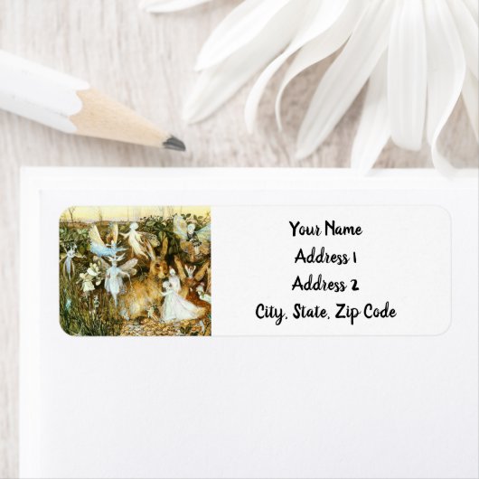 Fairies en konijn etiket (Insitu)