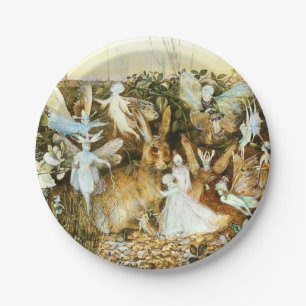 Fairies en konijn papieren bordje