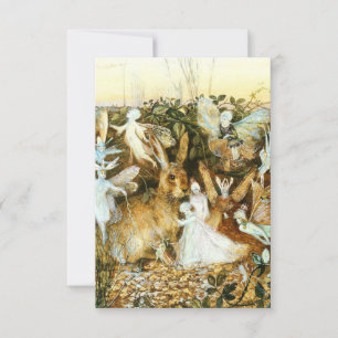 Fairies en konijn RSVP kaartje