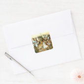 Fairies en konijn vierkante sticker (Envelop)