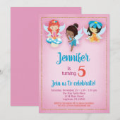 Fairies Ethnic Girls Birthday Uitnodiging (Voorkant / Achterkant)