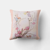 Fairies Flowers Waterverf Roze Kussen (Achterkant)