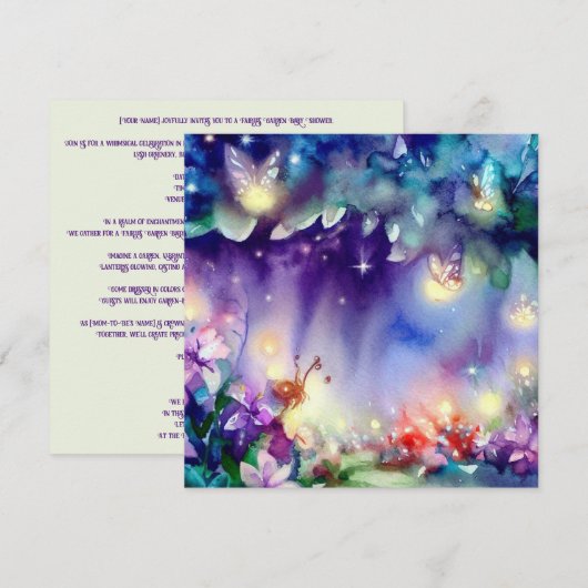 Fairies Garden: Fairies Glow, een Baby shower Kaart (Voorkant / Achterkant)