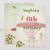 Fairies Girls Age Cute Green Birthday Kaart (Voorkant / Achterkant)