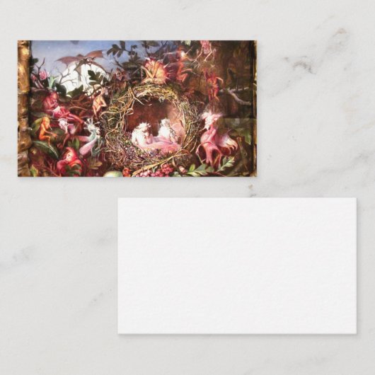 Fairies In A Birds Nest By John Anster Fitzgerald Visitekaartje (Voorkant / Achterkant)