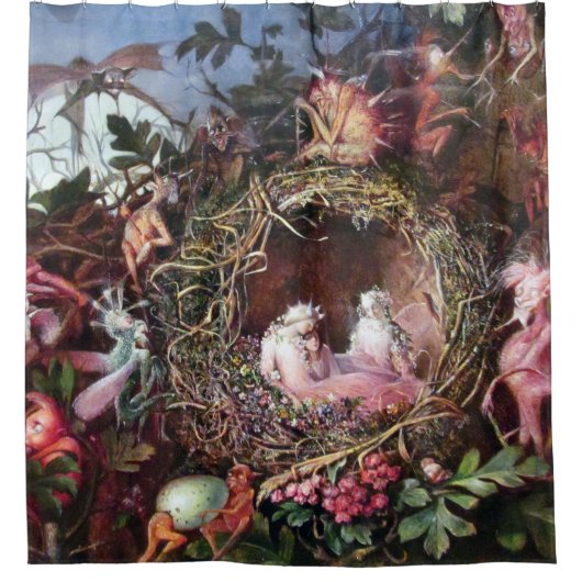 Fairies in a Birds Nest, John Anster Fitzgerald Douchegordijn (Voorkant)
